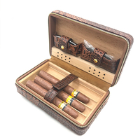 Humidor à cigares portable professionnel en cuir, fabriqué à la main en cuir véritable et en cuir PU, étui à cigares