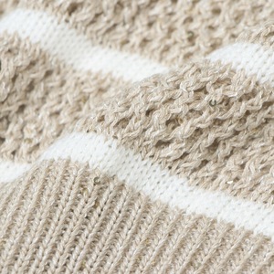 เสื้อสเวตเตอร์ถักคอวีแขนกุดสำหรับผู้หญิงแบบขายส่งสั่งทำได้, เสื้อกั๊กถักลายทางผ้าฝ้ายแบบโปร่งสำหรับสุภาพสตรี - Product Image 5