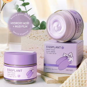 OEM berenjena AHA arcilla máscara 120g hidratante <span class=keywords><strong>exfoliante</strong></span> cara máscara bruja avellana regaliz ácido salicílico suave cuidado de la piel máscara de arcilla - Product Image 2