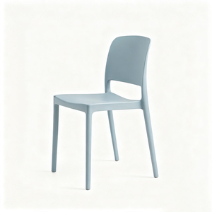 Modern Light Blue <b>Plastic</b> <b>Dining</b> <b>Chair</b> with Hollow Back Design Stackable for Home Use - Product Image 5