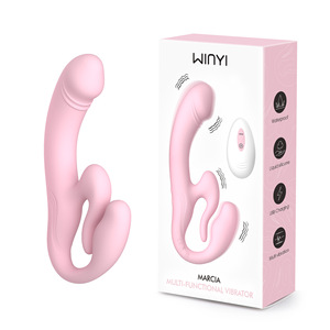 Consolador vibrador sin tirantes, nuevos juguetes sexuales para lesbianas, vibrador de juguete sexual de triple cabeza con doble penetración remota - Product Image 2