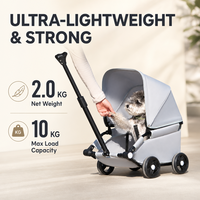 Poussette de luxe réglable, lavable, pliable et portable en acier pour animaux de compagnie, chats, 4 roues, chariot de haute qualité pour la marche en extérieur