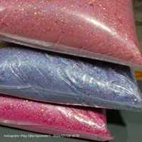 Penjualan Panas Bubuk Glitter Holografik Macaroon Chunky Mix Hitam untuk Tumbler PET Kemasan Kerajinan 1/2 Kilogram Pabrik