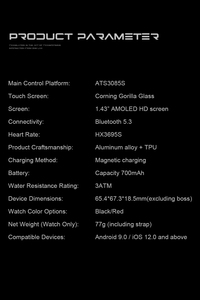 <span class=keywords><strong>Smartwatch</strong></span> PG999 <span class=keywords><strong>con</strong></span> Schermo AMOLED da 1,43 Pollici, Batteria da 700mAh, Bussola, Altimetro, Navigazione GPS, Impermeabile 3ATM per Sport all'Aperto - Product Image 6