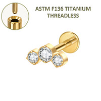 Bijoux de piercing corporel sans filetage en titane Freya ASTM F136 G23 pour femmes, boucles d'oreilles clous à dos plat pour tragus, hélix, conque