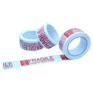 Kualitas Tinggi 48Mm 100M Grosir Kustom Merah Rapuh Tape Packing Tape Menangani dengan Perawatan