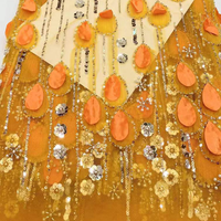 Nouvelle conception 2026, tissu en dentelle à sequins et perles, brodé en forme de goutte, avec grande séquence de dentelle et perles