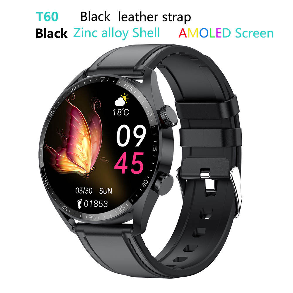 black T60-BT-call-amoled-smart-watch