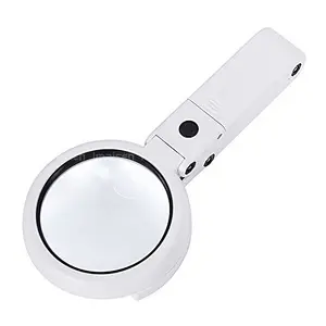 Loupe à main pliable de bureau, 5X 11x avec support 8 lumières LED, loupe à main légère