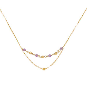 Cuentas de cristal moradas hechas a mano, cadena de clavícula Simple de dos capas, cadena de clavícula bohemia de controversia de vacaciones - Product Image 3