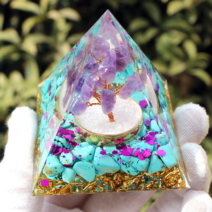 <b>Crystal</b> Epoxy Pyramid Amethyst <b>Tree</b> Turquoise Resin Decor Home Decoration - Product Image 4