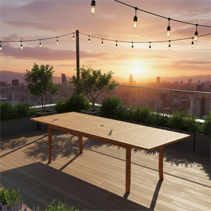 Mesa de Comedor Extensible Moderna y Ligera Vevere con Diseño Plegable de Madera Maciza de Teca para Uso en Exteriores de Villas - Product Image 5