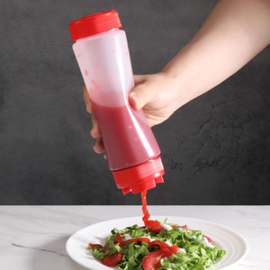 Botellas de Plástico Suave con Doble Cabeza Dosificadora de 12oz, 16oz y 20oz, con Tapa Giratoria para Salsas y Condimentos, para Restaurantes - Product Image 3