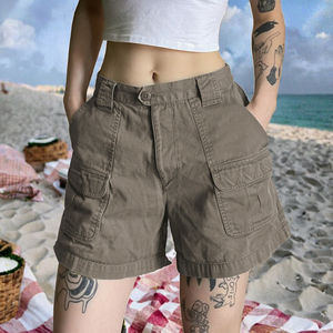 Shorts Bermuda Femme 2026 Été Décontracté Simple 6 Poches Streetwear Taille Haute Anti-Plis Imperméable en Tissu Peigné - Product Image 3