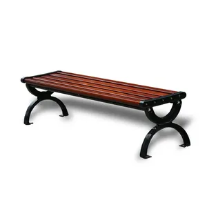 MARTES XB15022 Classic Design Wooden Park Long Bench Chair Outdoor Garden Bench Metal Leisure Seat Outdoor Furniture Patio Bench