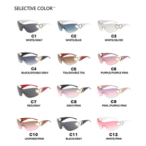 Lunettes de soleil de mode Y2K en forme de cœur, design intégré, résistantes aux UV, pour l'extérieur - Product Image 2