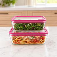Boîte à lunch empilable en verre borosilicate de qualité alimentaire, sans BPA, avec couvercles hermétiques, résistante au four, pour le stockage des aliments