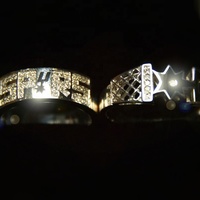 Bijoux fins 925 argent Sterling émail noir VVS Moissanite San Antonio éperons bague ensemble pour les amoureux Fans Couple mariage