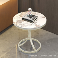 Table Basse Moderne de Luxe à Bord en Dalle de Pierre avec Verre, Petit Buffet pour Coins de Canapé de Salon et Balcon, Ensemble Simple Mobile