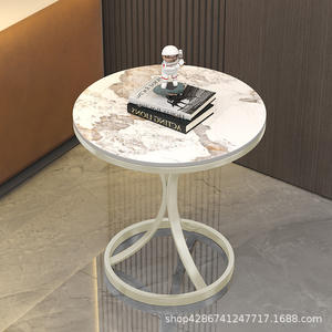 Ensemble <span class=keywords><strong>de</strong></span> <span class=keywords><strong>Table</strong></span> Basse Moderne <span class=keywords><strong>de</strong></span> Luxe avec Bord en Plaque <span class=keywords><strong>de</strong></span> Roche et Petit Buffet en Verre pour Salon, Coins <span class=keywords><strong>de</strong></span> Canapé & Balcon, Simple et Mobile - Product Image 3