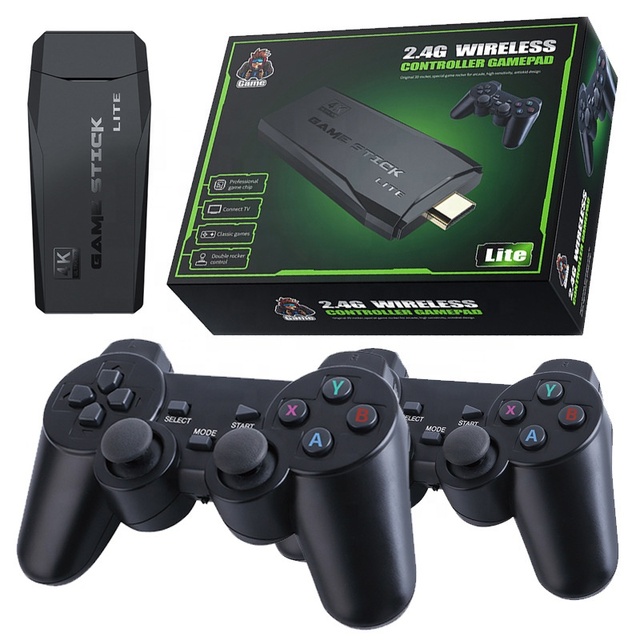 Family TV 32G/64G Built-in 10000+ Retro Games Stick 2.4G Wireless Controller Gamepad 4K HD Video Game Console Dual Game Player