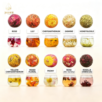 Coffret Cadeau de Boules de Thé Fleuri Artisanales Premium 9pcsx8g Thé Artistique à l'Ouverture Florale 10 Saveurs pour Cadeau de Fêtes Vente en Gros