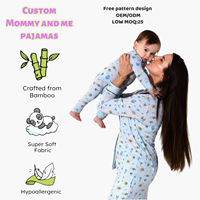 Pyjamas personnalisés maman et moi, 2 pièces, hauts à col boutonné à manches longues, tenues assorties maman et bébé