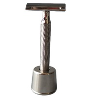Rasoir de sécurité à double tranchant en acier inoxydable 316 CNC à large corps et design moleté, marque privée, pour hommes