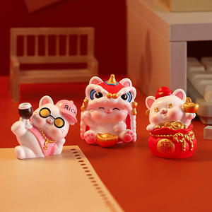 Serie Zhao * Cai <span class=keywords><strong>Mao</strong></span>, pequeños adornos de resina personalizados para muebles, decoraciones para la consola central del coche, una generación de adornos con forma de pelo. - Product Image 3