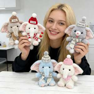 Vendita Diretta dalla Fabbrica, Portachiavi Creativo a Forma di Elefante in Peluche, Simpatica Bambola in Cotone PP, Ornamento per Borse Regalo, Macchina a Pinza - Product Image 2