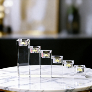 Portacandele Piccolo in Cristallo Trasparente Minimalista di Lusso, Decorazione Creativa per Matrimoni, Portacandele Vuoto Inciso al Laser 3D. - Product Image 6