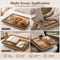 Plateau de service moderne et léger pour pouf, imprimé sur mesure, avec cadre en bois, rembourré, pour repas TV, plateau de service souple pour repas, vente en gros