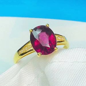 SGARIT 热卖时尚女性单宝石首饰声明戒指 18k 黄金 2.6ct 天然红石榴石戒指 - Product Image 3