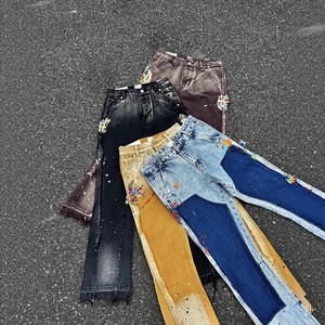 Pantalones de chándal acampanados de alta calidad para <span class=keywords><strong>hombre</strong></span>, elásticos, apilados, 100% algodón, estilo vintage, desgastados, de mezclilla. - Product Image 4