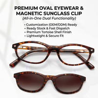 Lunettes de vue ovales rétro à clip magnétique, en stock, expédition rapide, personnalisation OEM ODM