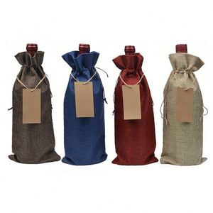 Factory Direct Sales Portable Bulk Wine Bottle Carry <b>Bags</b> Jute Linen Wine <b>Bag</b> - Product Image 1