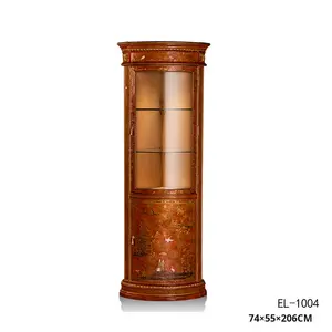 JEELIAN ארון דקורטיבי קלאסי צרפתי כתום אדום בד בסגנון סיני משולש זכוכית צבעונית סדוקה לסלון הבית - Product Image 4