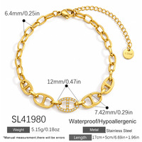 Parure de bijoux SUMMLY vintage en acier inoxydable plaqué or 18 carats avec collier et bracelet en zircon en forme de nez de cochon, étanche, pour femme, usage quotidien et soirées