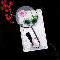 Éventail de danse brodé double face HZ, style classique chinois de la dynastie Han, avec longue poignée et pompon, pour Cheongsam, en bambou pliable