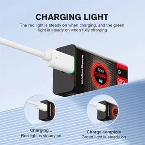 사용자 정의 <span class=keywords><strong>9V</strong></span> 1100mAh 리튬 배터리 (USB 인터페이스 충전 재고 포함) - Product Image 2