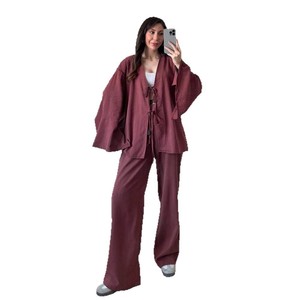 R-477 Middle Eastern Arabian Dubai Elegant New Fashionable Loose Long Sleeve Linen Lace <strong>up</strong> <strong>Dress</strong> <strong>Women's</strong> - Product Image 5