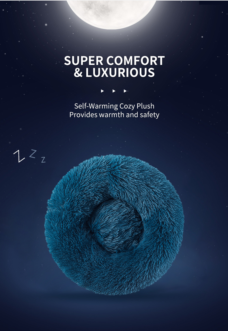 Dropshipping Fluffy Round Calming Bed Waterproof Pet Bed Dog Bed