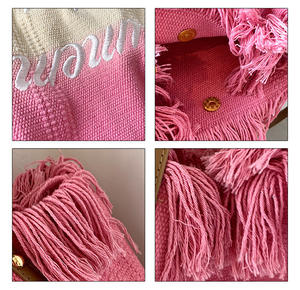 Bolso de Mano con Borlas y Logotipo Personalizado para Mujer, Bolsa de Hombro de Viaje, Lona de Algodón, Color Degradado, Verano - Product Image 4