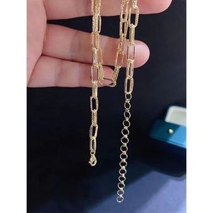 Collier ras du cou Xinfly pour femme en or pur 18 carats avec chaîne à maillons double trombone - Product Image 4