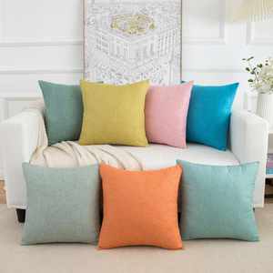Solid Cushion Home Decor Linen Case Pillow Cover for <b>Sofa</b> <b>Bed</b> Car Seat Customized - Product Image 4