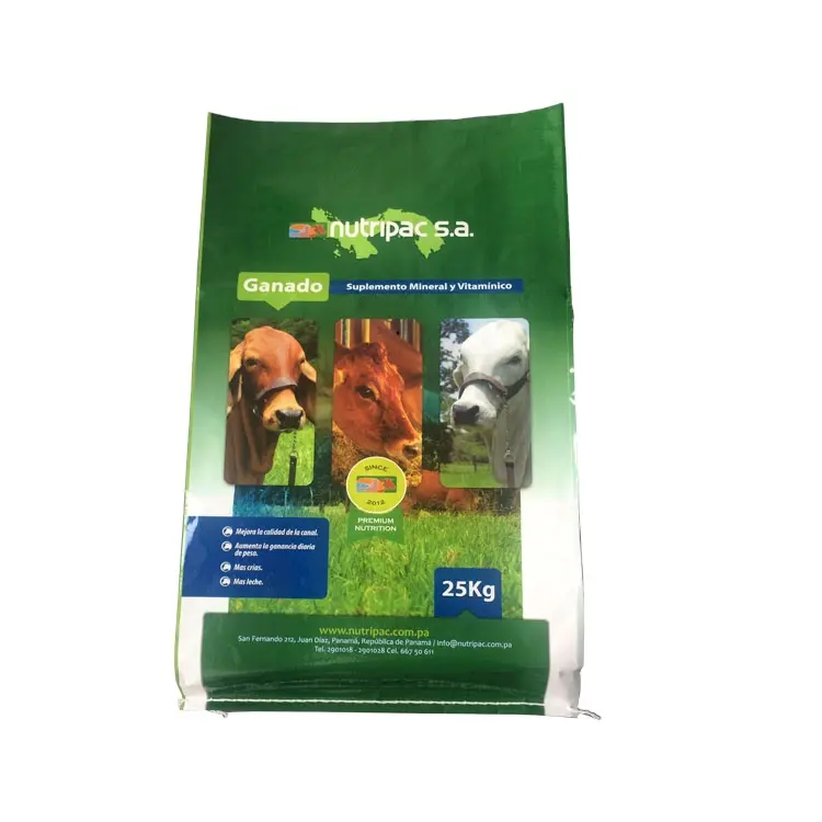 25kg Polypropylen Beutel Dimension Rinder Vieh Hund Haustier Geflügel pp gewebte Tier Pferd Futter Pack beutel