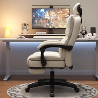 Chaise de bureau de course blanche de luxe chaise pivotante inclinable patron confortable chaise de bureau ergonomique en cuir de direction