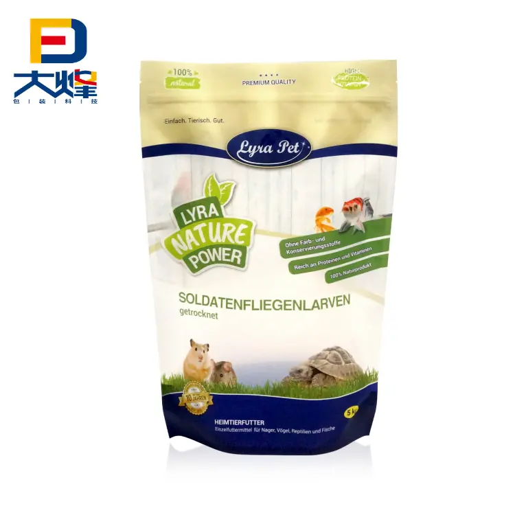 Doypack Leverancier Custom Plastic 500G 1Kg 5Kg Kat Pet Traktatie Voedselzak Hondenvoer Stand Up Rits Pouch