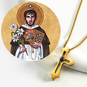 지브럭 스테인리스 스틸 레진 성 도미닉 정교회 아이콘 펜던트 18K 금도금 맞춤형 강아지 토치 묵주 천주교 종교 용품 - Product Image 6