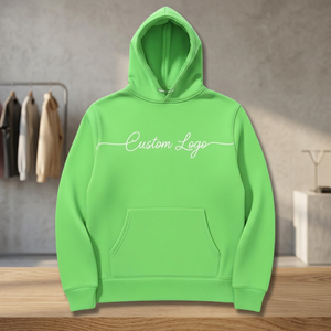 Sweat-shirt à capuche en coton vert avec logo personnalisé, pour homme, décontracté, couleur unie, impression sur le devant, coupe classique, vêtements d'automne - Product Image 4